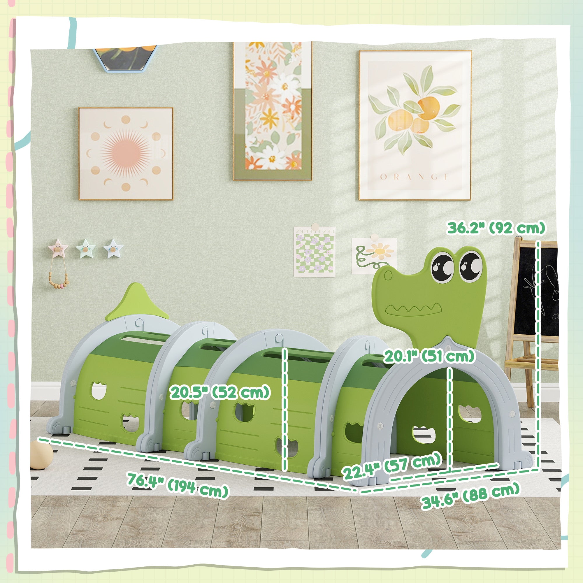 Crocodile Design Tunnel for Kids to Crawl Through, for 3-6 Years, Green Children's Play Tunnels at Gallery Canada