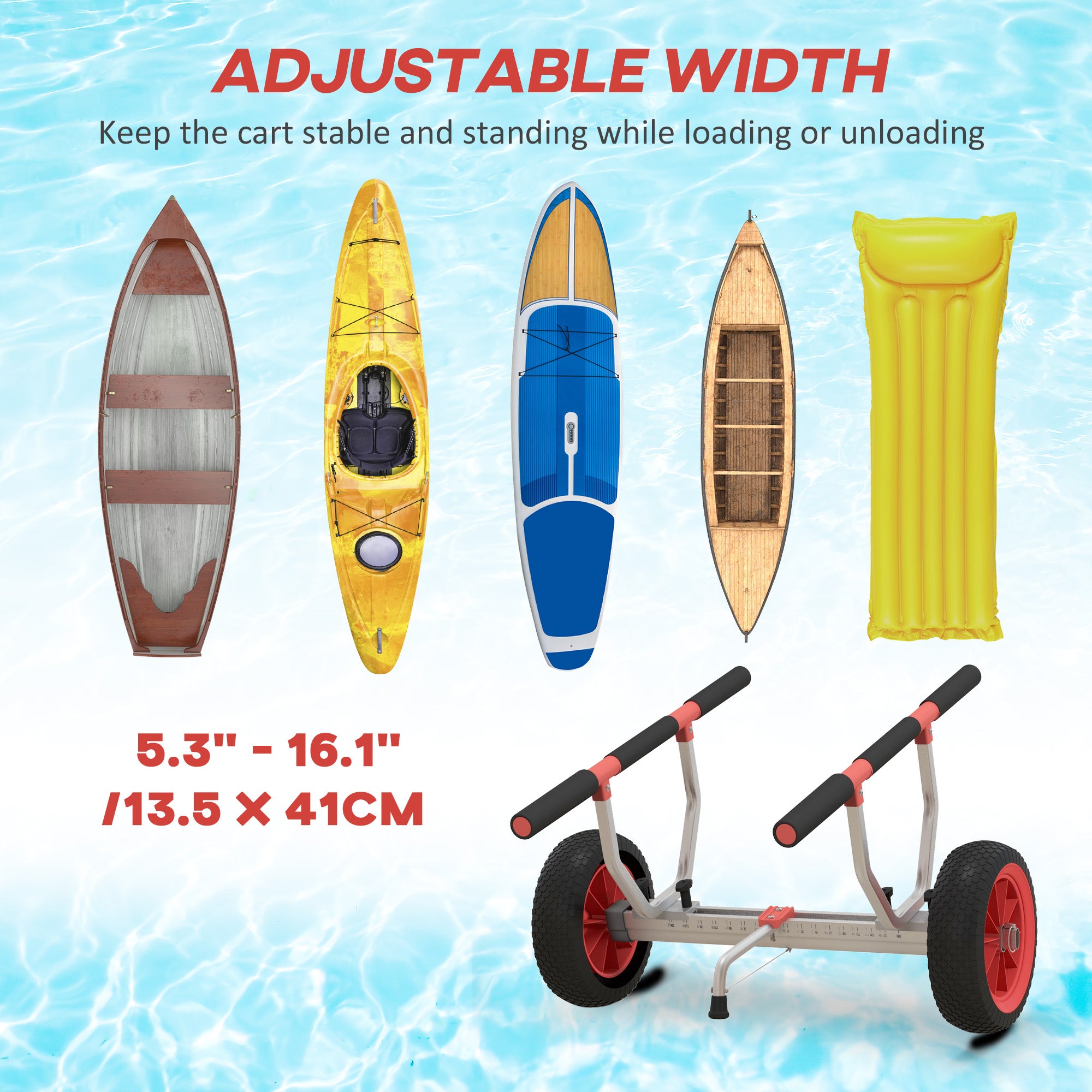 Kayak Cart Dolly Kayak Cart with Adjustable Width Red Kayak Carts at Gallery Canada