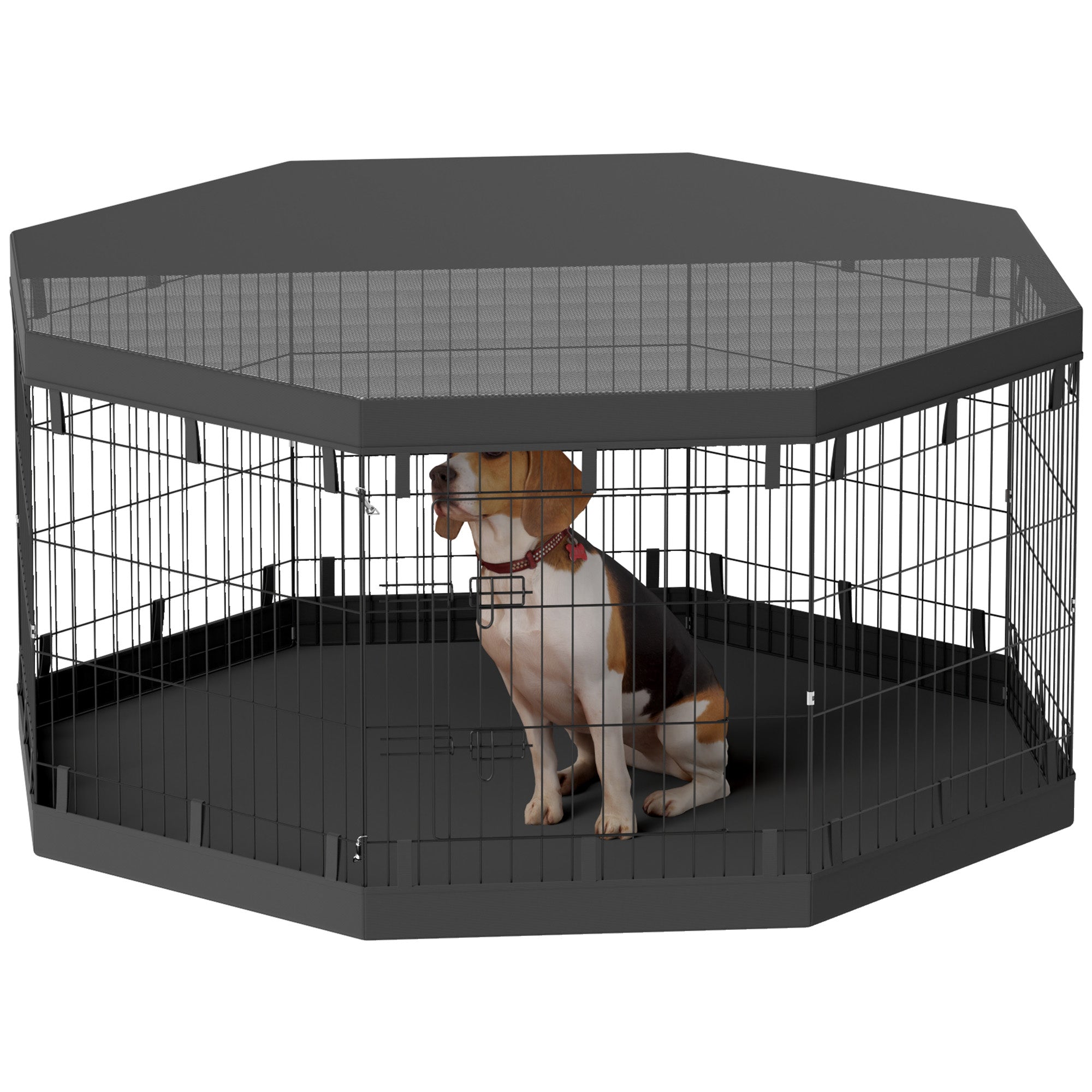 8 Panels Foldable Dog Playpen with Bottom Pad &; Top Cover, 30