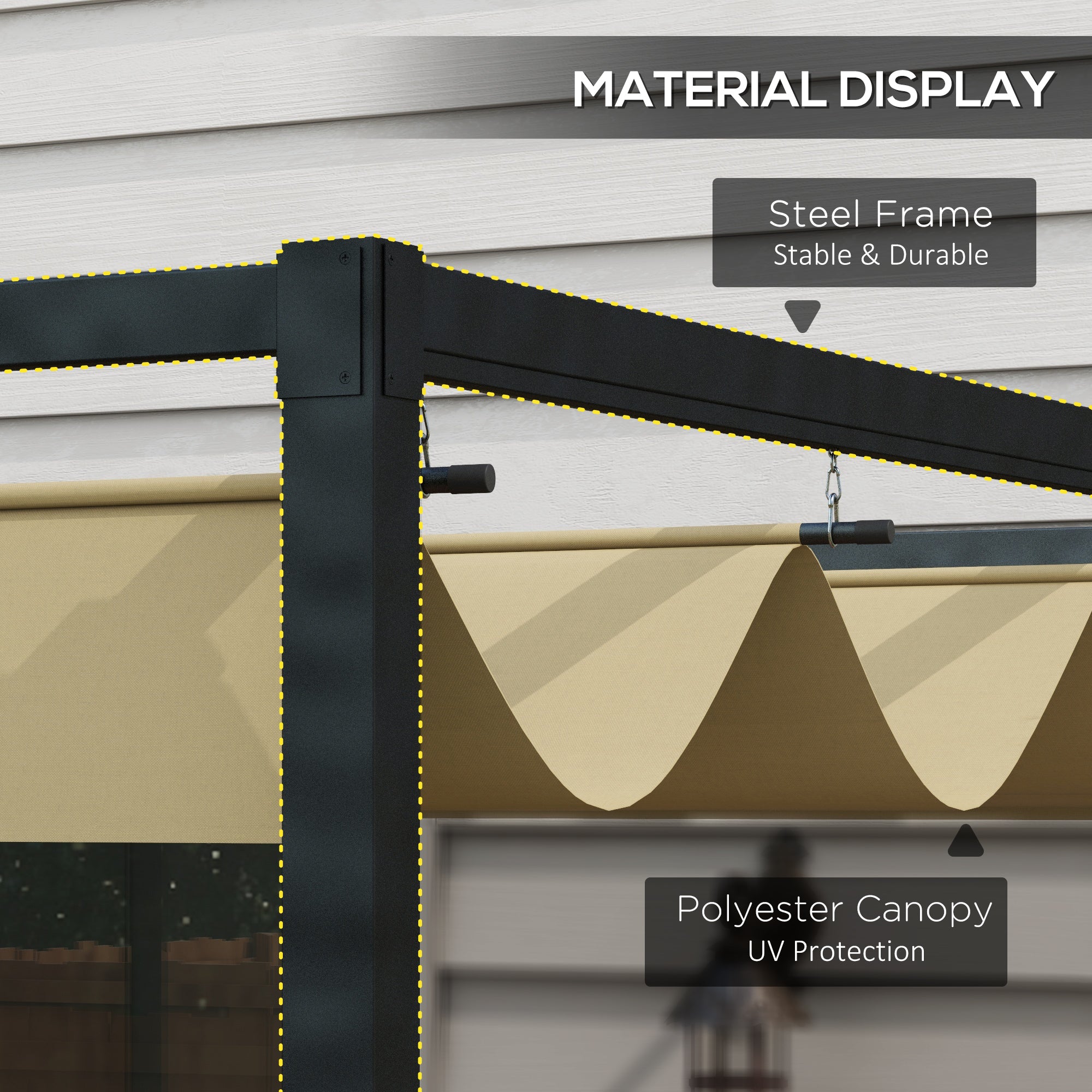 13' x 10' Patio Pergola with Retractable Canopy, Outdoor Sun Shelter, Yard Shade, Khaki Pergolas at Gallery Canada