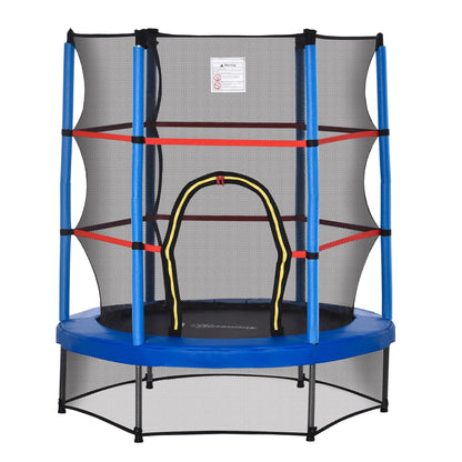 Φ55" Kids Trampoline with Enclosure Net Steel Frame Indoor Round Bouncer Rebounder Age 3 to 6 Years Old Blue Trampolines Multi Colour  at Gallery Canada