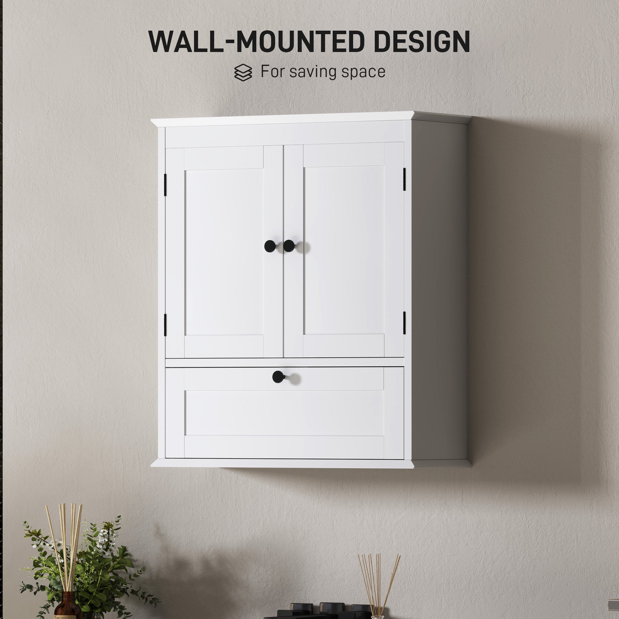 Medicine Cabinet with Adjustable Shelf, Bathroom Wall Cabinet Bathroom Cabinet with Recessed Panels, White Bathroom Cabinets at Gallery Canada
