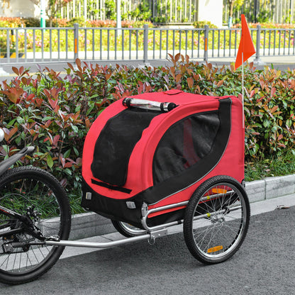 Dog Bike, Trailer Pet Cart, Bicycle Wagon, Travel Cargo, Carrier Attachment with Hitch, Foldable for Travelling, Red Dog Bike Trailers & Strollers   at Gallery Canada