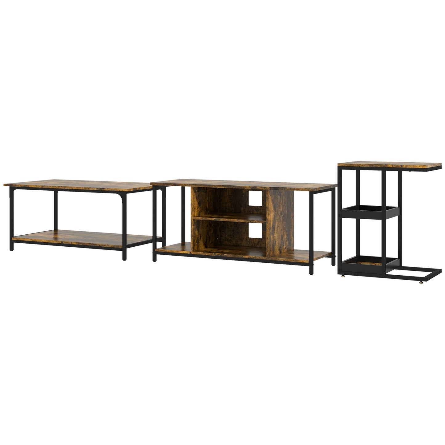 Industrial Living Room Tables and TV Stand for 55" TV, Rustic Brown Living Room Furniture   at Gallery Canada