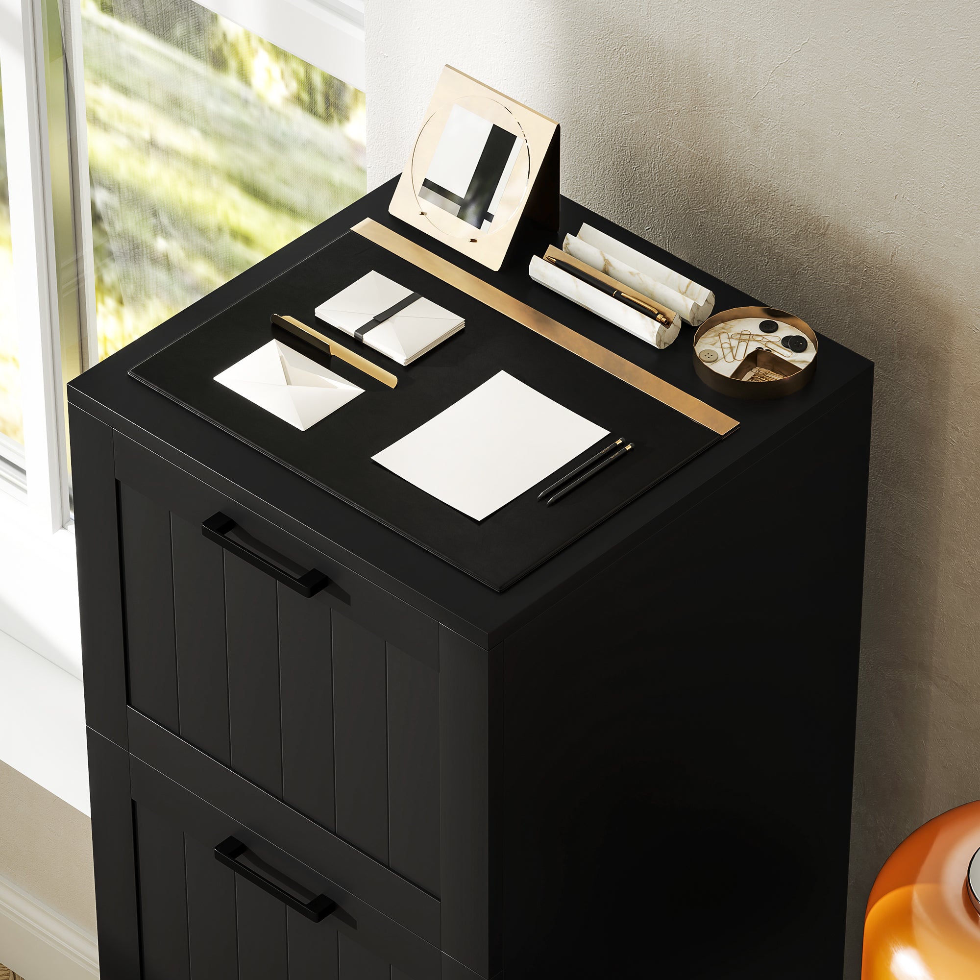 4 Drawer Filing Cabinet with Lock, Office Storage Cabinet with Adjustable Hanging Bars for A4 Letter Size Files, Black Office Cabinets & Cupboards at Gallery Canada