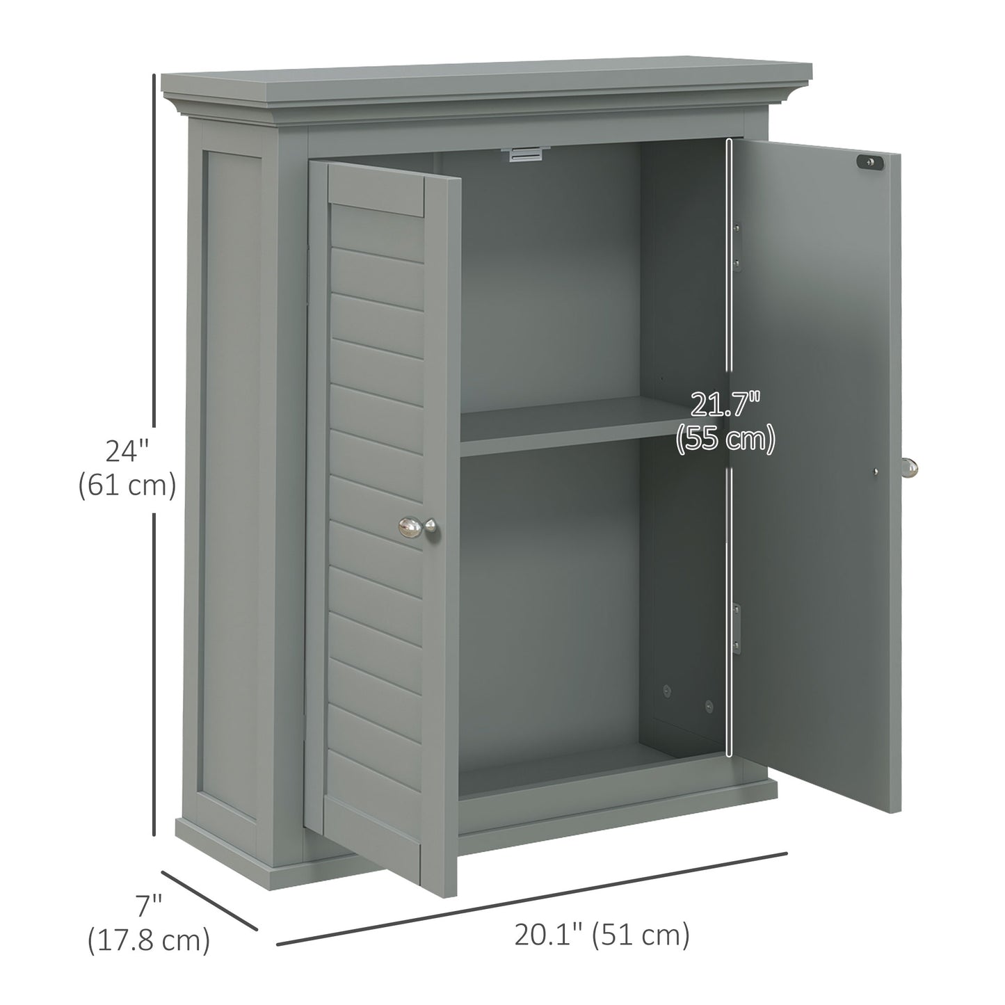 Over Toilet Storage Cabinet, Bathroom Wall Cabinet with Adjustable Shelf for Living Room and Entryway, Grey Wall Mounted Cabinets   at Gallery Canada