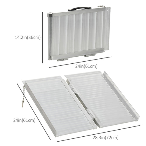 Textured Aluminum Folding Wheelchair Ramp, Portable Threshold Ramp 2', for Scooter Steps Home Stairs Doorways