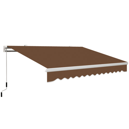 13' x 8' Manual Retractable Patio Awning Sun Shade Outdoor Deck Window Door Canopy Shelter Aluminum Frame Coffee