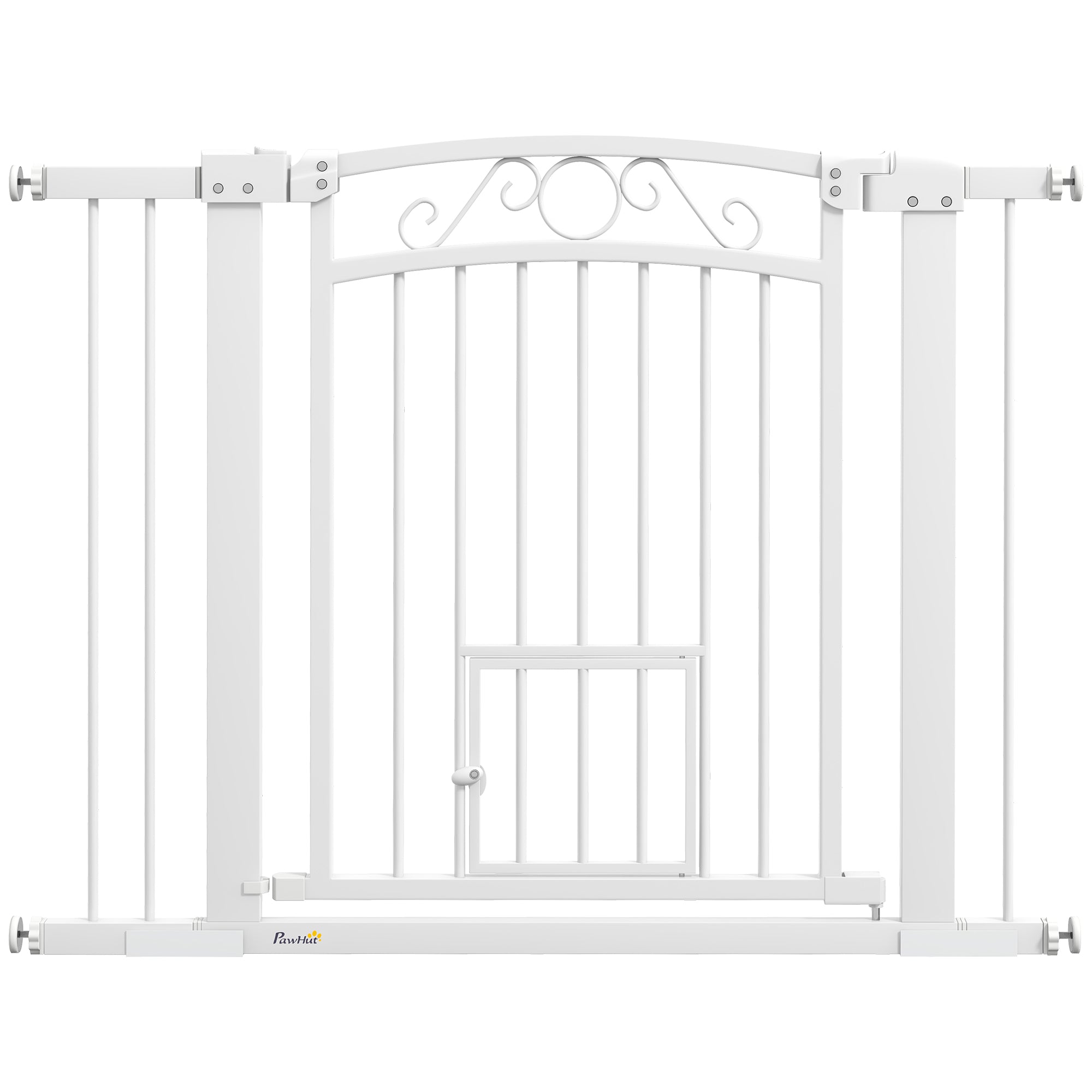 Dog Gate, Walk Through Pet Gate w/ Small Pet Door, Auto Close, for Doorways, House, Stair, 30