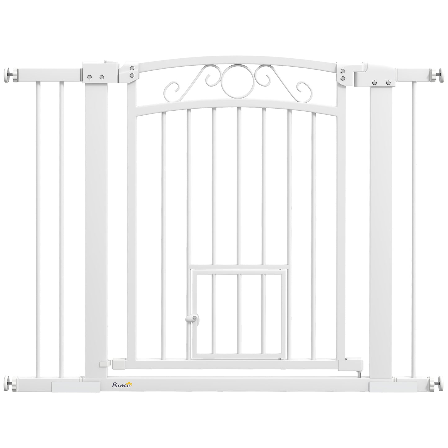 Dog Gate, Walk Through Pet Gate w/ Small Pet Door, Auto Close, for Doorways, House, Stair, 30"-41" W x 30.5" H Houses, Kennels & Pens   at Gallery Canada