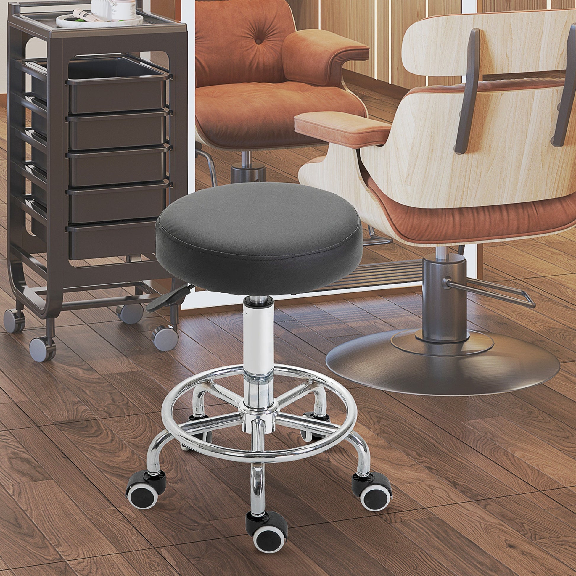 Adjustable Swivel Salon Stool Hydraulic PU Barber Rolling Massage Tattoo Chair Bar Beauty SPA Seat Black Salon Stools   at Gallery Canada