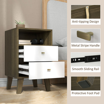 Nightstand Set of 2, Modern Bedside Table, Night Stand for Living Room with 3 Drawers and Open Storage, Grey Bedside Tables   at Gallery Canada