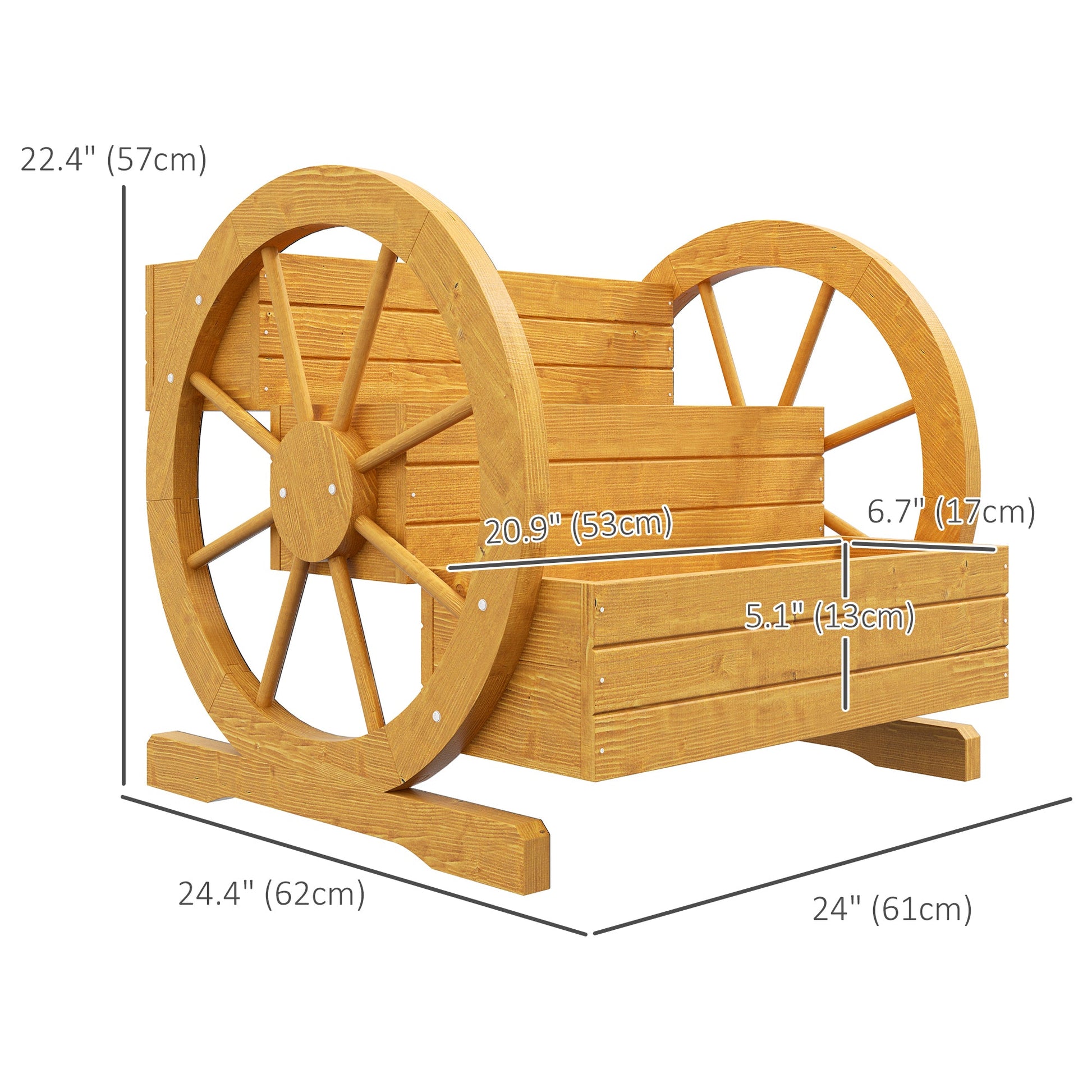 Wooden Wagon Planter Box, 3-Tier Raised Garden Bed, for Vegetables Flowers Herbs, 24" x 24" x 22" Raised Garden Beds   at Gallery Canada