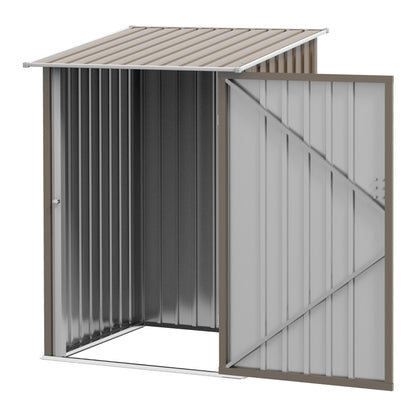 3.3' x 3.4' Lean-to Outdoor Garden Storage Shed, Galvanized Steel with Lockable Door for Patio Brown and White Sheds   at Gallery Canada