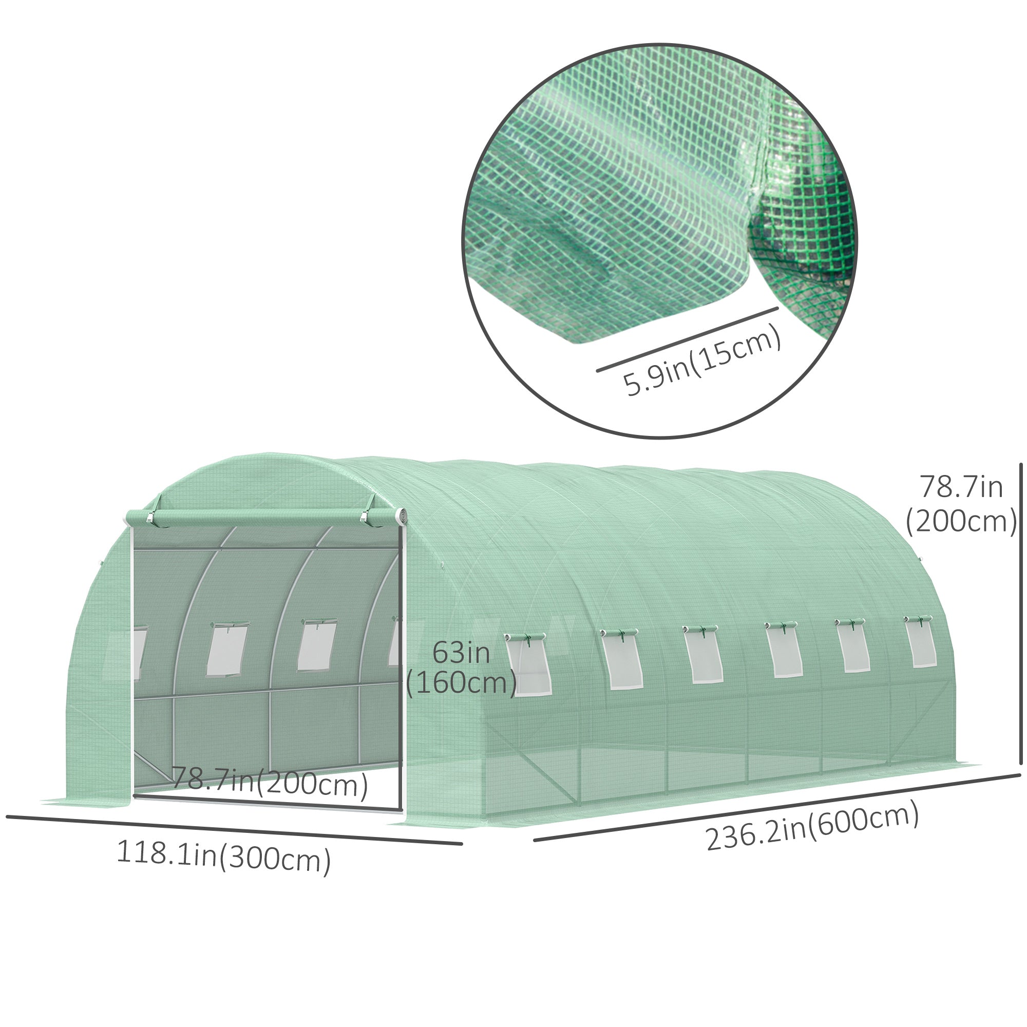 19.7' x 9.8' x 6.6' Large Walk-in Greenhouse Garden Plant Seed Growing Tent Tunnel Shed with Windows and Door Green Walk In Greenhouses at Gallery Canada