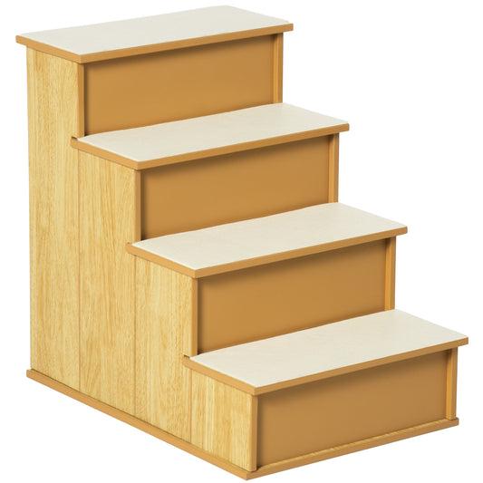 Dog Steps Pet Stairs for Bed Cat Ladder for Couch with Non-Slip Carpet, 15.7" x 23.2" x 21.3", Natural Wood Dog Stairs   at Gallery Canada