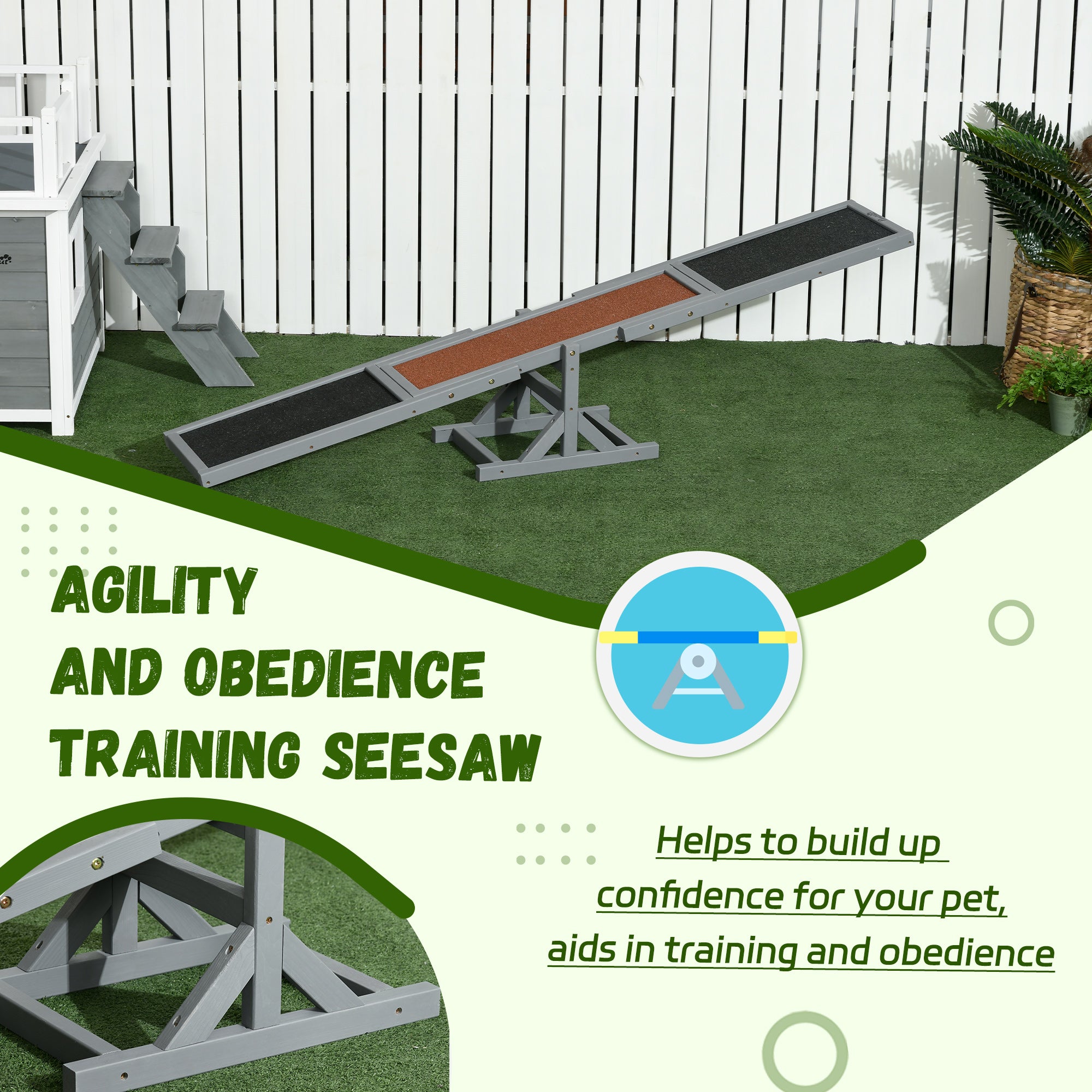 Wood Pet Seesaw Platform Dog Agility Training Equipment Run Game Toy Weather Resistant Pet Supplies Grey Dog Agility Training Equipment at Gallery Canada
