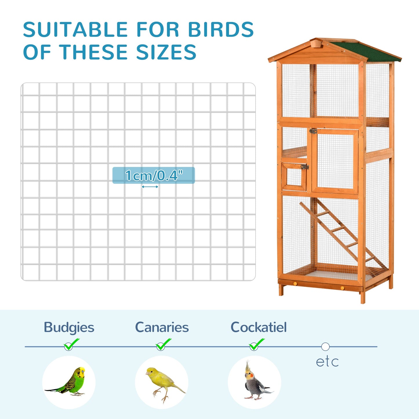 65" Outdoor Wooden Birdcage Aviary with Pull Out Tray, Orange Bird Cages   at Gallery Canada