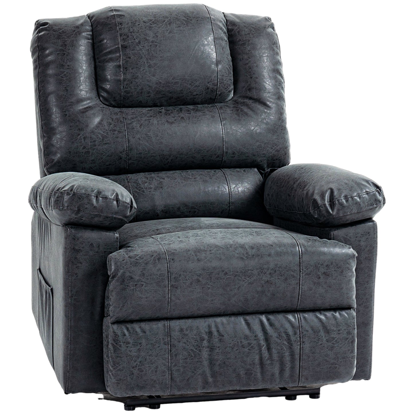 PU Leather Reclining Chair, Manual Recliner Chair for Living Room with Footrest, 2 Side Pockets, Steel Frame, Black Single Sofas Black  at Gallery Canada