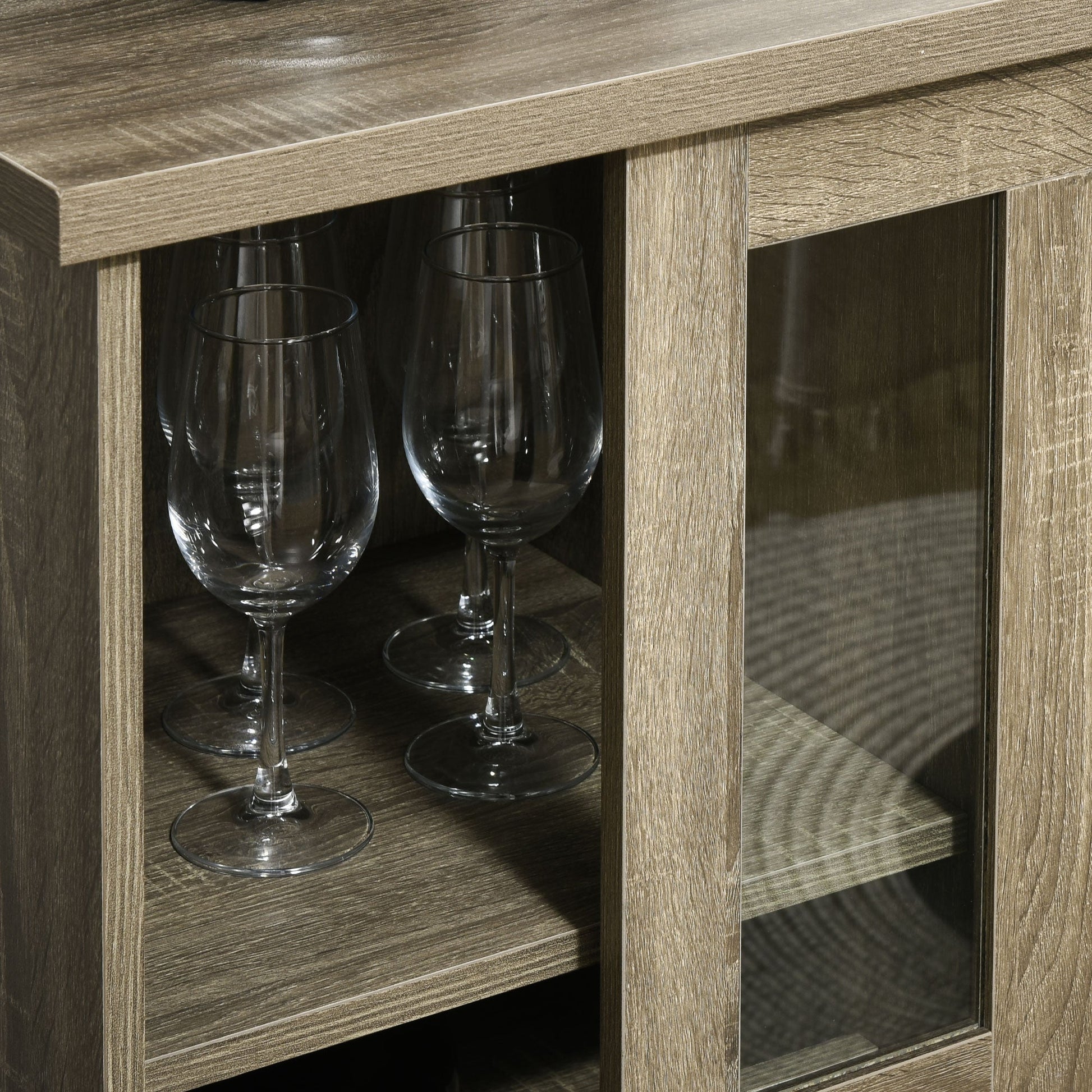 Buffet Table Sideboard and Buffet with Wine Racks Sliding Glass Door Storage Shelves for Living Room Gray Bar Cabinets   at Gallery Canada