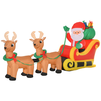 8ft Christmas Inflatables Santa Claus with Sleigh and Reindeer, Outdoor Decoration with LED Lights Display Christmas Inflatables   at Gallery Canada