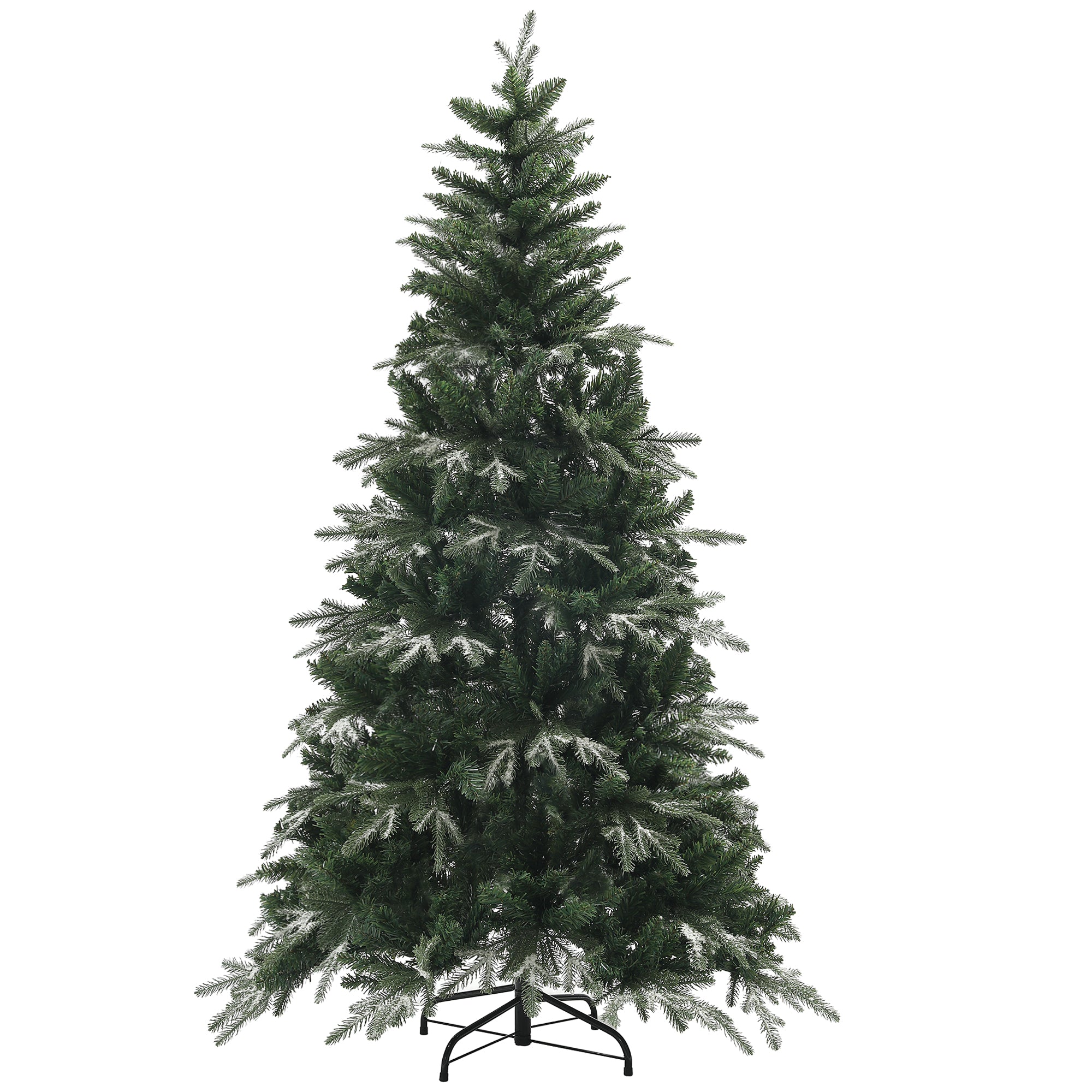 6ft Flocked Christmas Tree, Artificial Christmas Tree with 850 Branch Tips, Metal Base, Automatic Open, Green Flocked Christmas Trees   at Gallery Canada