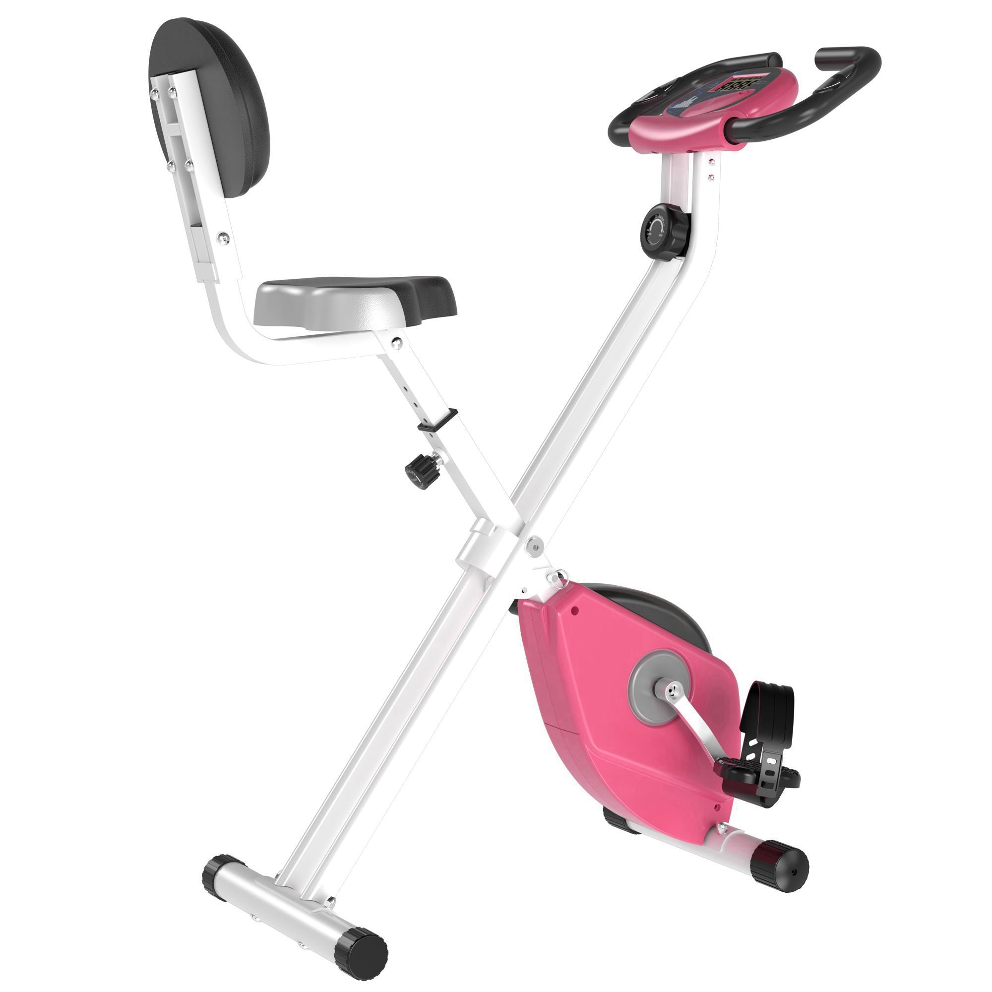 Foldable Indoor Stationary Bike with 8 Levels of Magnetic Resistance, Exercise Bike for Cardio Workout, Pink Exercise & Stationary Bikes   at Gallery Canada