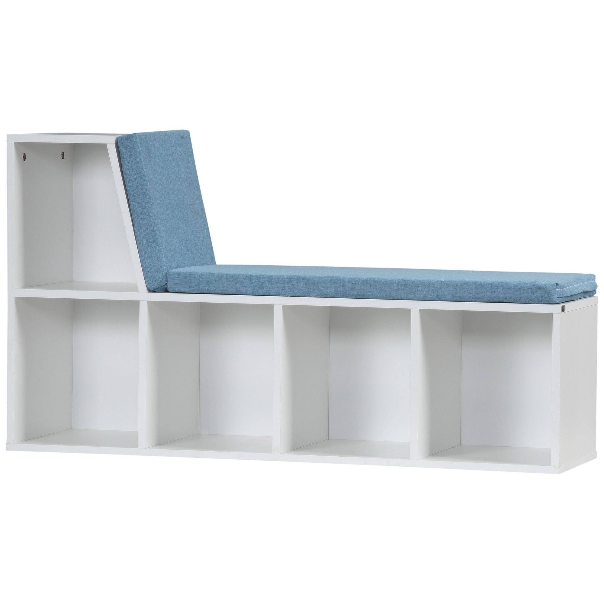 Multi-Purpose Bookshelf with 5 Cubes, 5-Cubby Bookcase with Cushioned Reading Nook and Storage Shelves, Blue Small Bookshelves at Gallery Canada