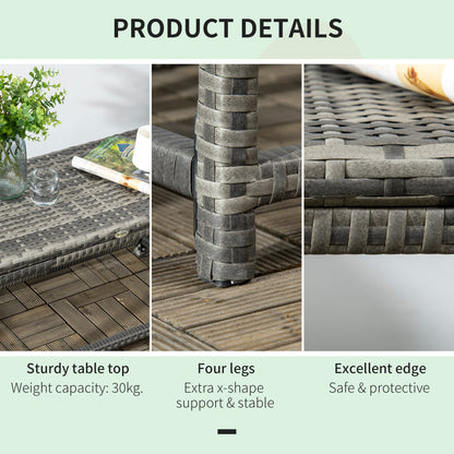 Patio Rattan End Table, Outdoor Side Table with Full Woven Table Top for Garden, Balcony, Mixed Grey Patio Side Tables   at Gallery Canada