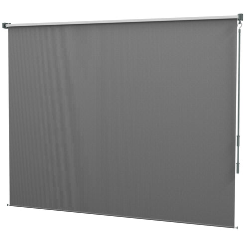 8' x 6' Patio Door Blinds, Outdoor Roller Shades, Cordless Roll Up Shade for Porch Gazebo, Light Grey