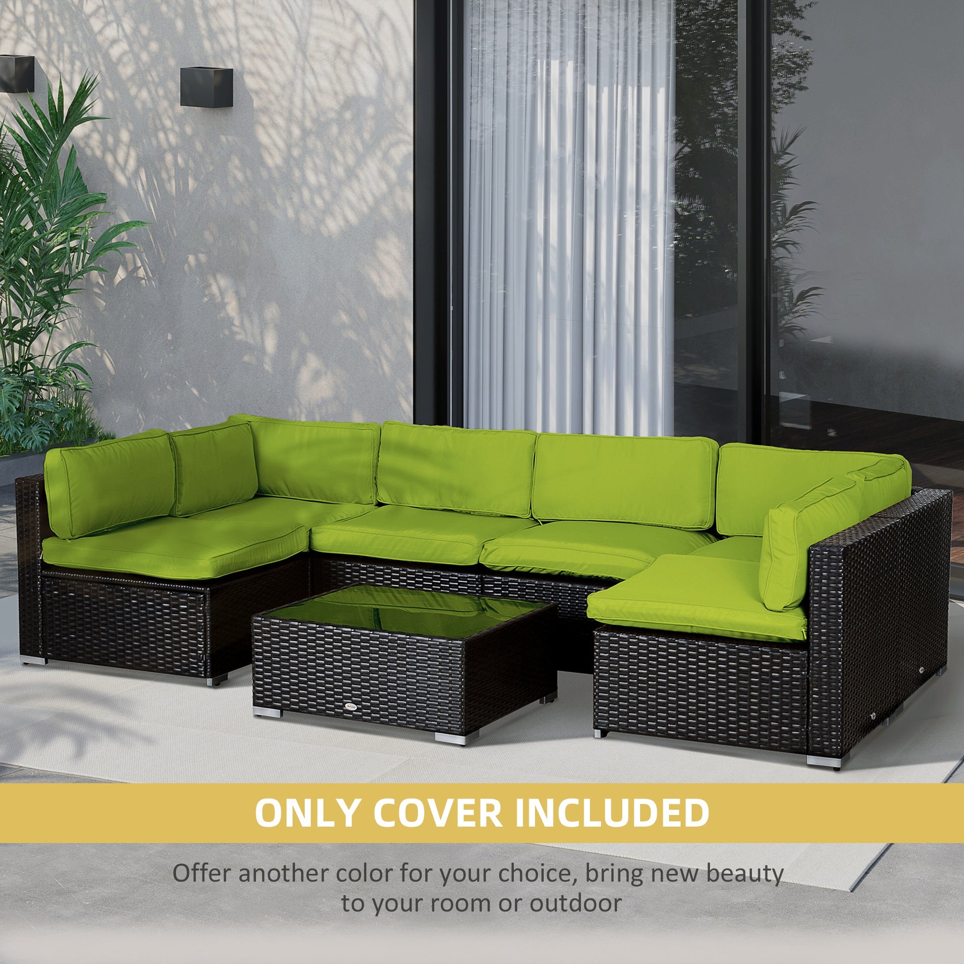 Outdoor 14pc Patio Rattan Sofa Set Cushion Polyester Cover Replacement Set - No Cushion Included Light Green Patio Chair Cushions   at Gallery Canada