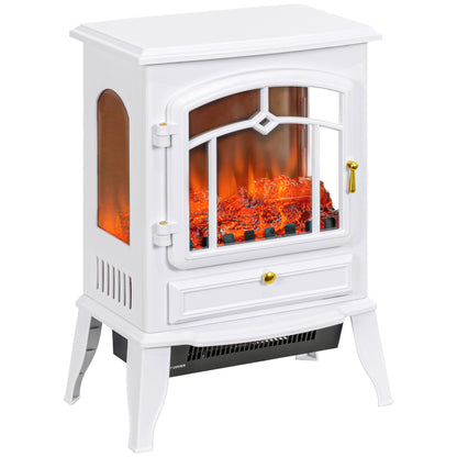 22" Electric Fireplace Stove, 1500W Freestanding Fireplace Heater with Adjustable Temperature, White Electric Fireplaces   at Gallery Canada