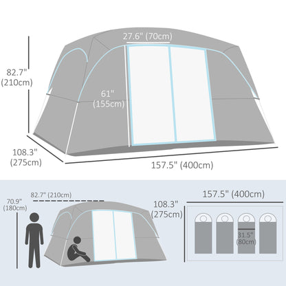 4-8 Person Family Tent, Camping Tent with 2 Room Mesh Windows, Easy Set Up for Backpacking, Hiking, Outdoor, Grey Camping Tents   at Gallery Canada