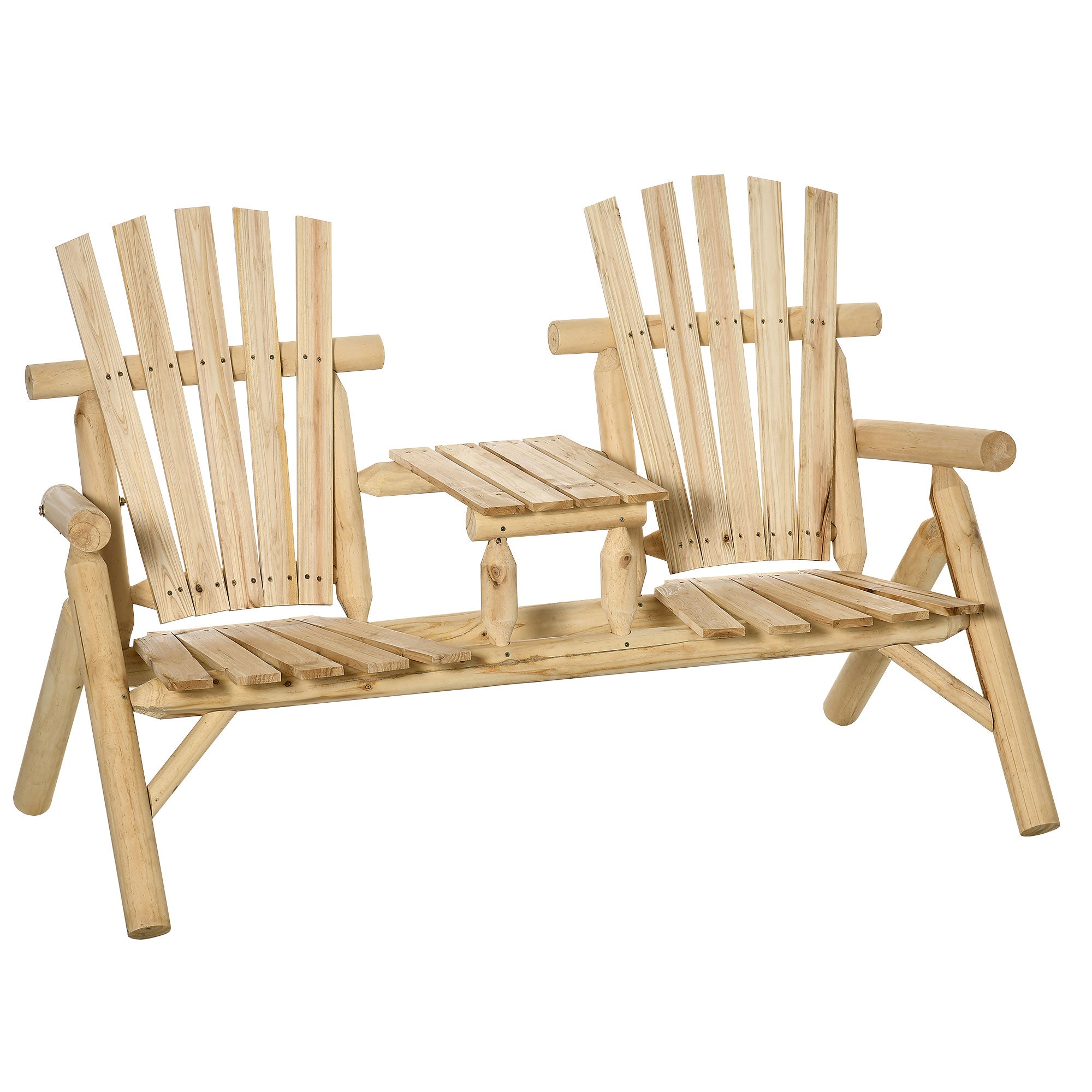 Wood Adirondack Patio Chair Bench with Center Coffee Table, for Lounging and Relaxing Outdoors Natural Outdoor Benches at Gallery Canada