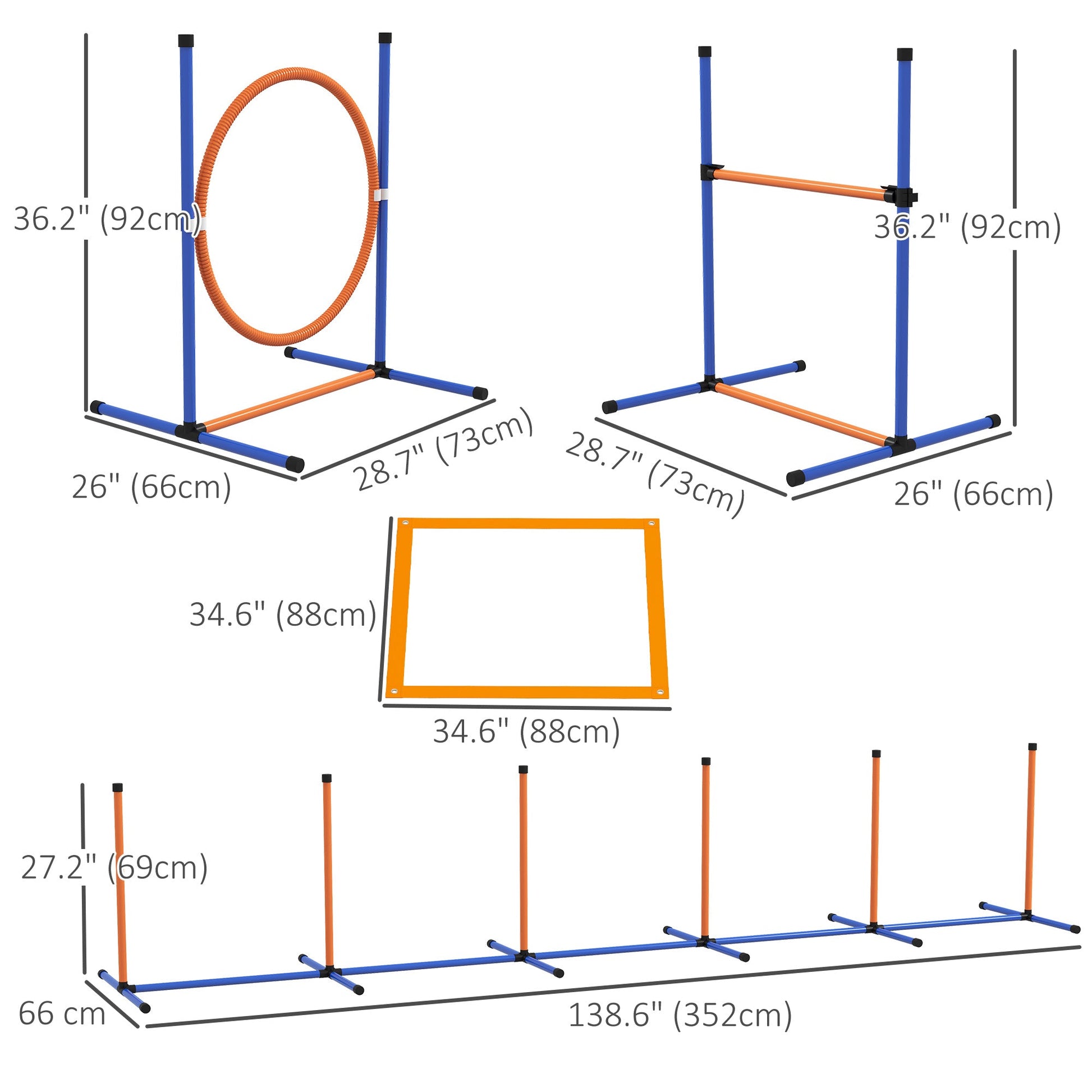 Dog Agility Training Equipment w/ Weave Poles, Adjustable Hurdle, Jump Ring, Pause Box, Whistle, Balls, Carry Bag Dog Agility Training Equipment   at Gallery Canada