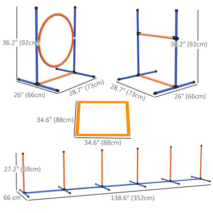 Dog Agility Training Equipment w/ Weave Poles, Adjustable Hurdle, Jump Ring, Pause Box, Whistle, Balls, Carry Bag Dog Agility Training Equipment   at Gallery Canada