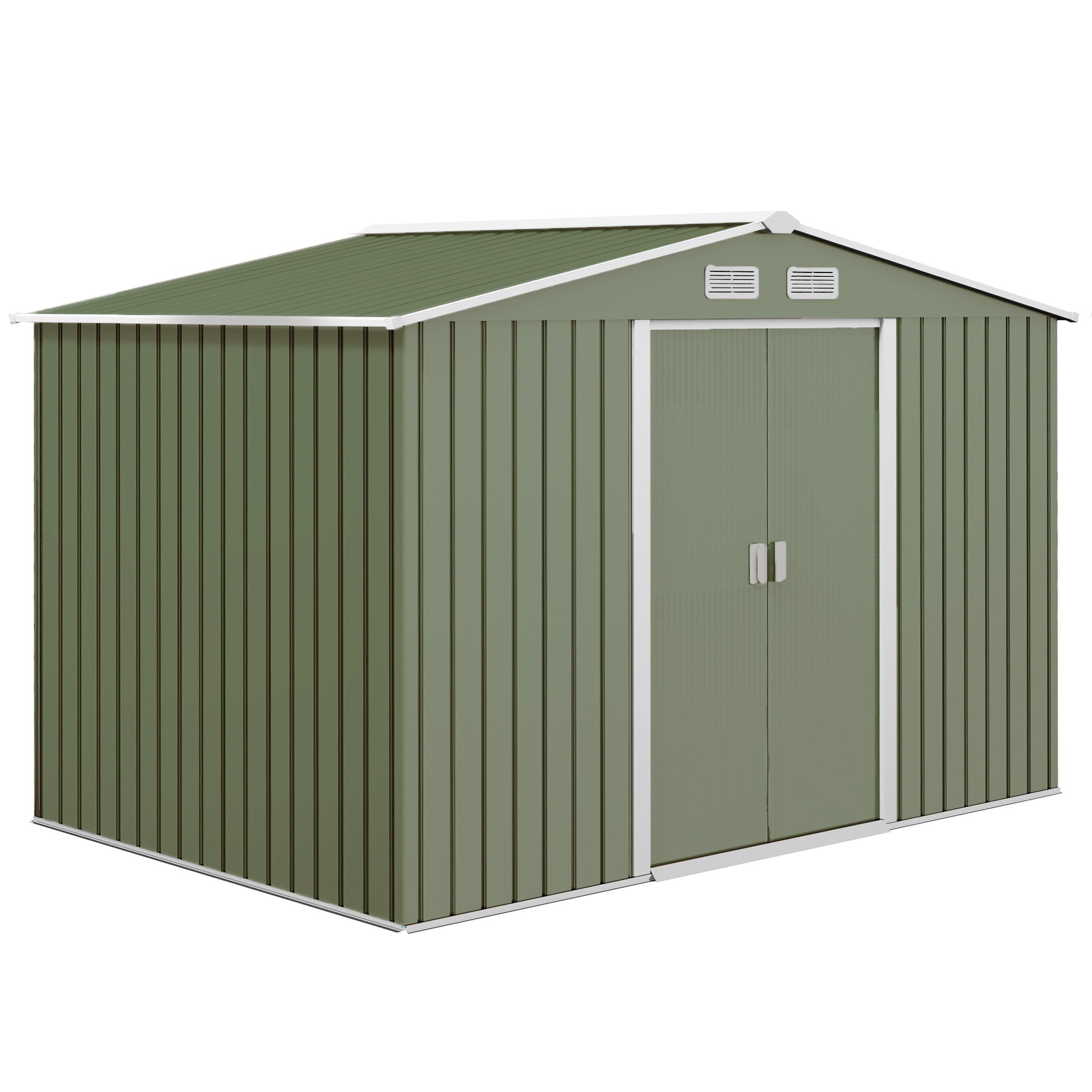 9.1'x6.4'x6.3' Garden Storage Shed w/ Foundation Kit Metal Tool Storage House w/ Double Doors Light Green Sheds at Gallery Canada