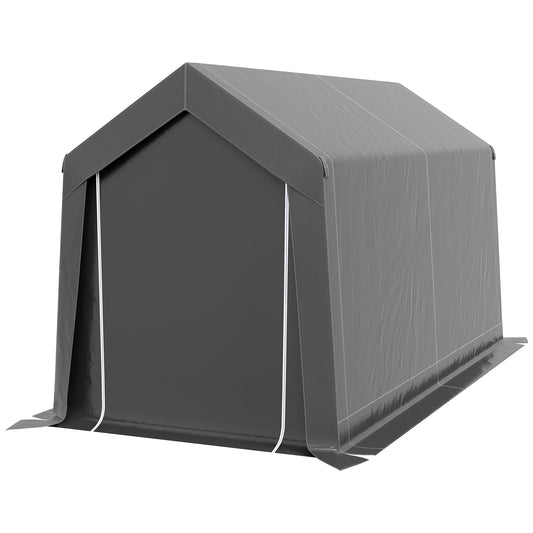 7' x 12' Outdoor Storage Shed Portable Garage with Roll-up Door for Motorcycle, Bike, Garden Tools, Dark Grey Car Shelters   at Gallery Canada