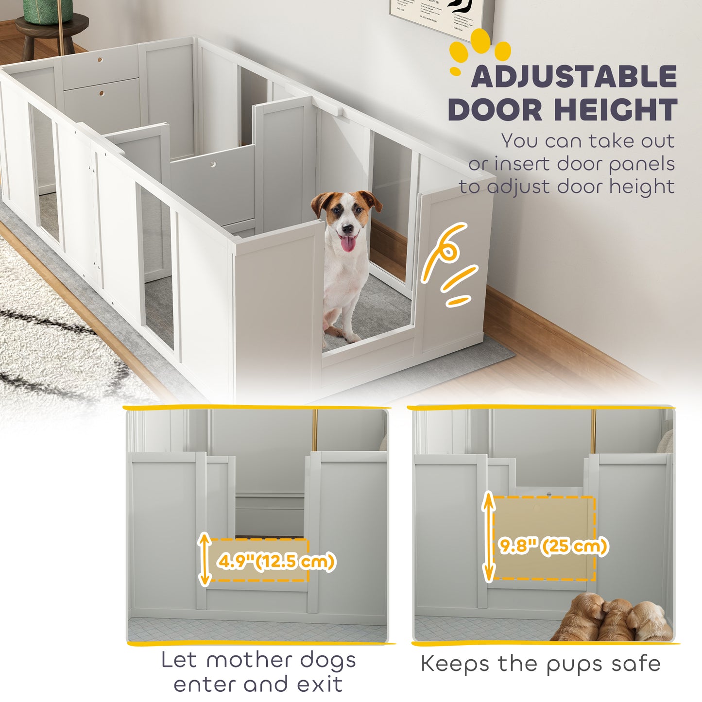 Whelping Box for Dogs and Puppies, Dog Birth Supplies Indoor w/ Adjustable Height Doors, for Small Sized Dogs Houses, Kennels & Pens   at Gallery Canada