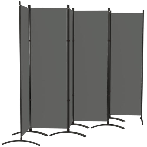6 Panel Folding Room Divider, UV30+ Privacy Screen, Indoor Outdoor Privacy Panel with Stable Base, Dark Grey