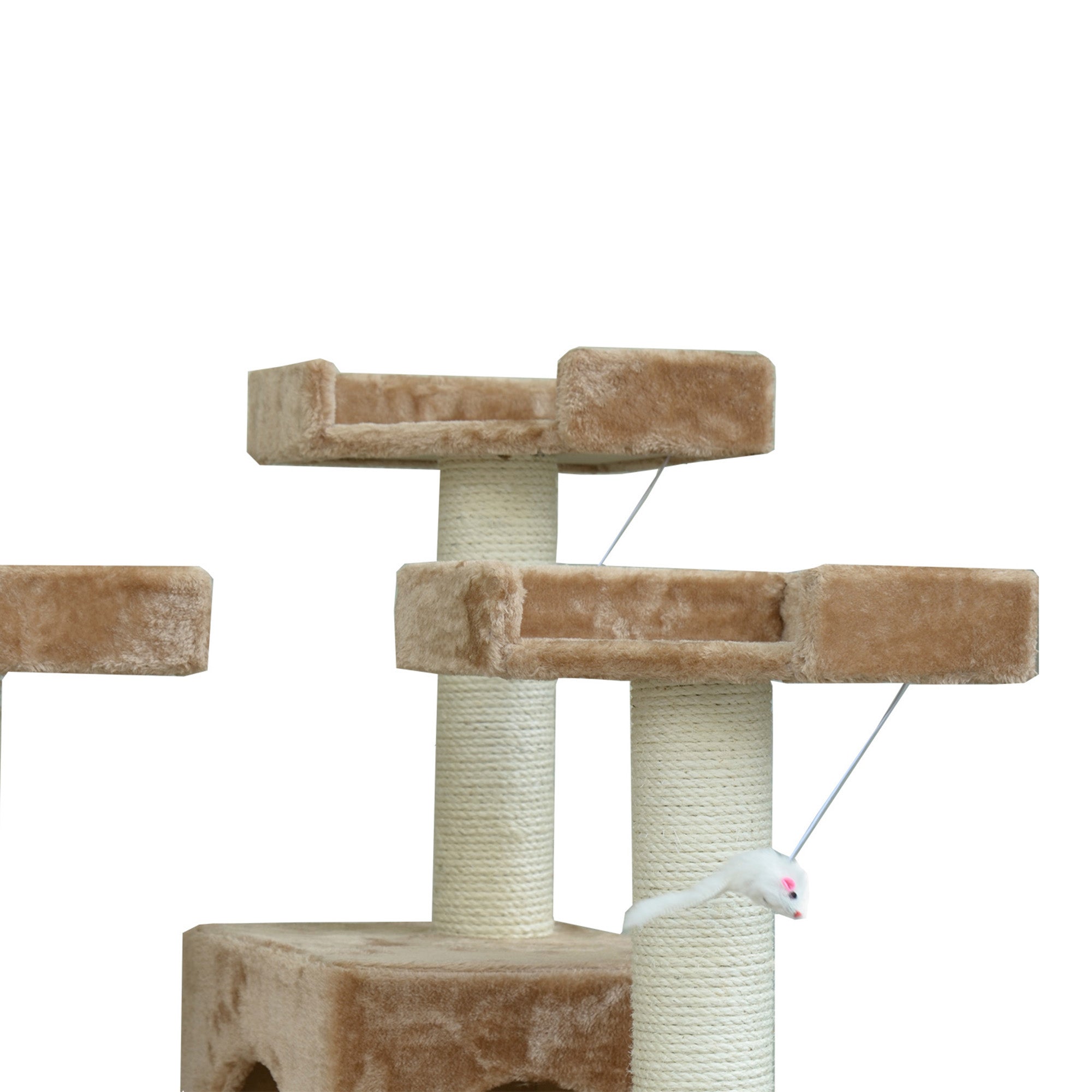 71-Inch Cat Tree Furniture Pet Tower House with Scratch Post and Condo, Beige Cat Towers   at Gallery Canada