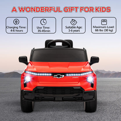 12V CHEVROLET SILVERADO EV RST Licensed Kids Car w/ Remote, Spring Suspension, Soft Start, Training Wheels, Red Electric Toy Cars   at Gallery Canada