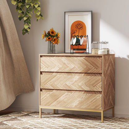 Bedroom Chest of Drawers with Anti-tipping Design, Storage Cabinet with 3 Drawers for Living Room, Hallway, Nature Wood Storage Cabinets at Gallery Canada