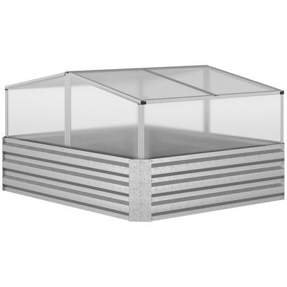 Steel Planters for Outdoor Plants with Greenhouse Galvanized Raised Garden Bed for Flowers, Herbs, Vegetables, Silver Galvanized Planter Boxes Silver  at Gallery Canada