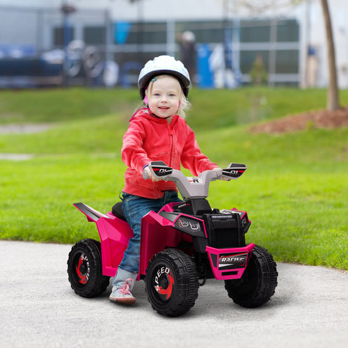 6V Quad Kids Electric Car with Wear-resistant Wheels, for Boys and Girls Aged 18-36 Months, Pink