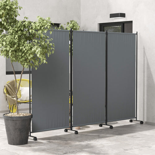 Folding Room Divider with Castor Wheels, Rolling Privacy Screen for Patio Backyard Pool Hot Tub, 6ft Tall
