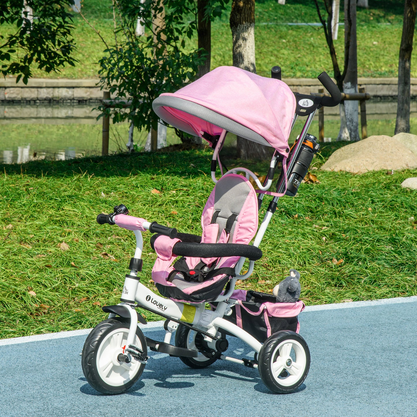 4 in 1 Toddler Tricycle Stroller with Basket, Canopy, 5-point Safety Harness, for 12-60 Months, Pink Tricycles for Kids   at Gallery Canada