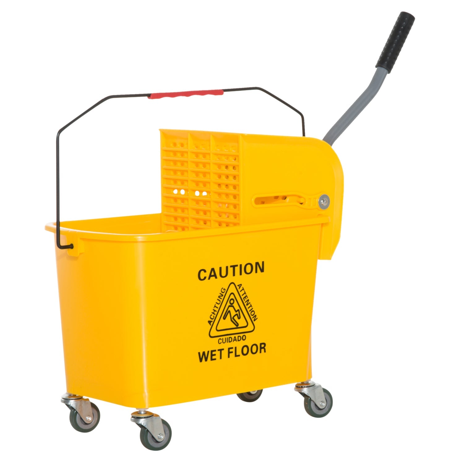 5 Gallon Commercial Mop Bucket with Side Press Wringer on Wheels, Yellow Household Supplies Yellow  at Gallery Canada