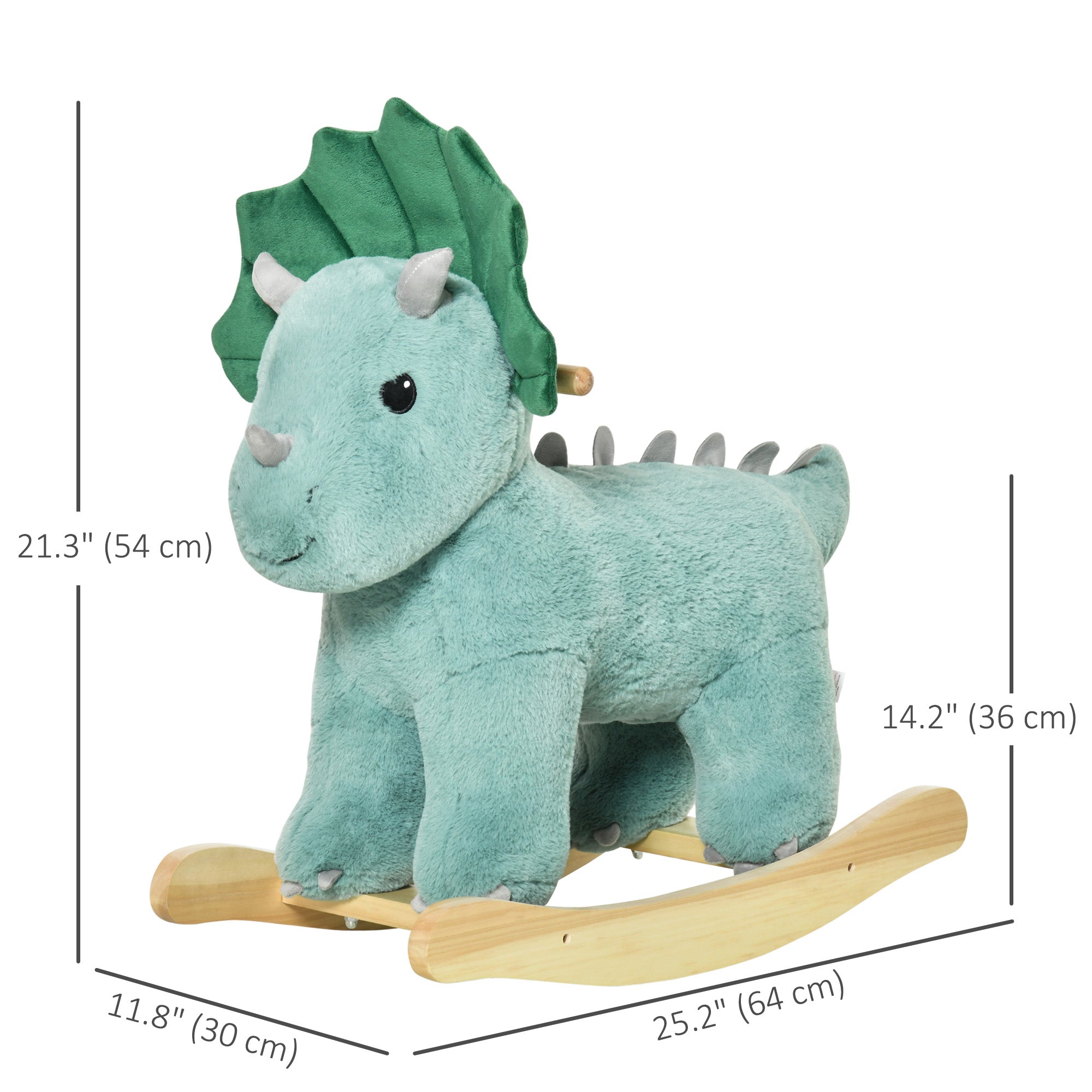 Kids Plush Ride-On Rocking Horse Triceratops-shaped Plush Toy Rocker with Realistic Sounds for Child 36-72 Months Dark Green Rocking Horses at Gallery Canada