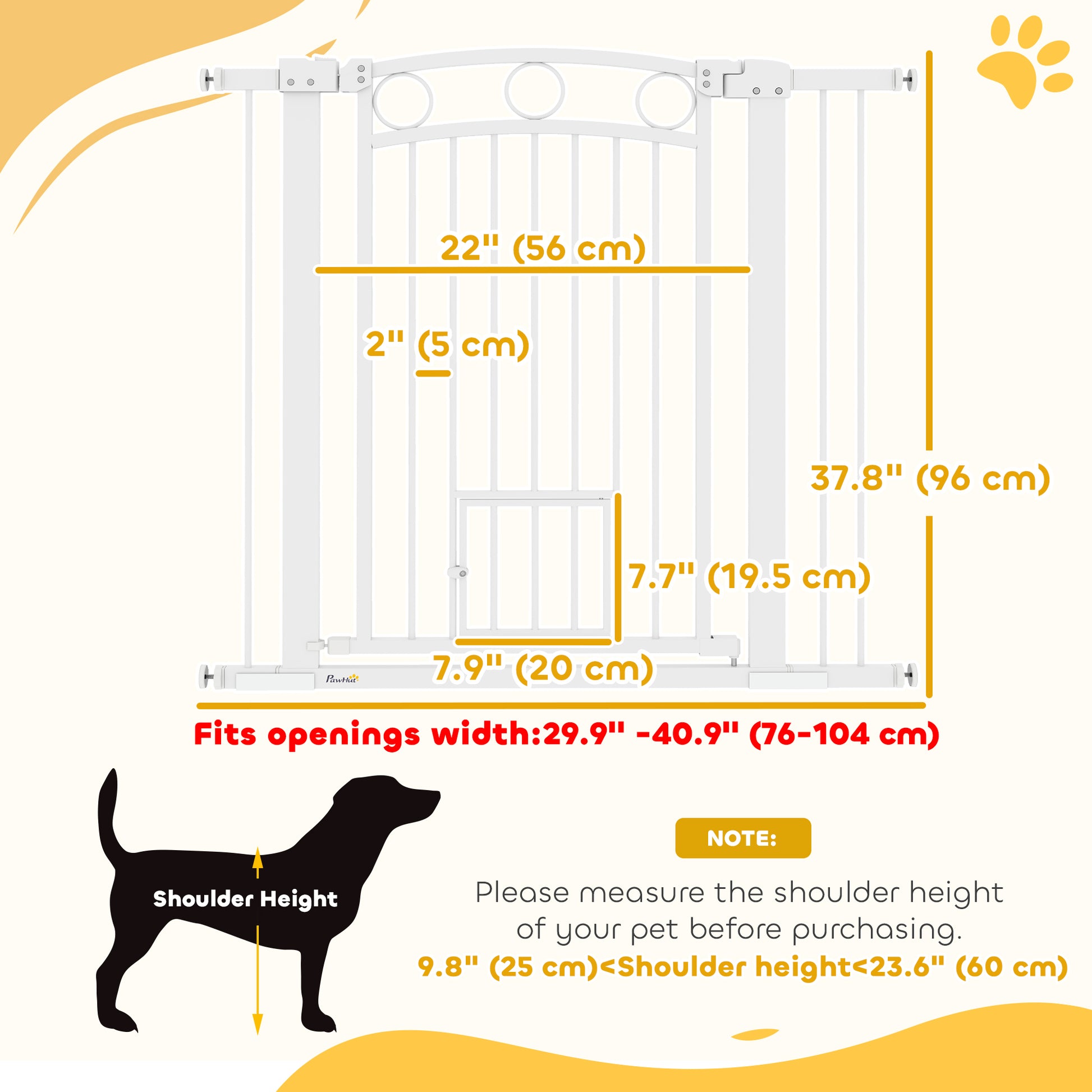 38" Extra Tall Dog Gate w/ Cat Door, 2 Extension Kits, for Doorways, Hallways, Stairways, 30"-41" Width Houses, Kennels & Pens at Gallery Canada